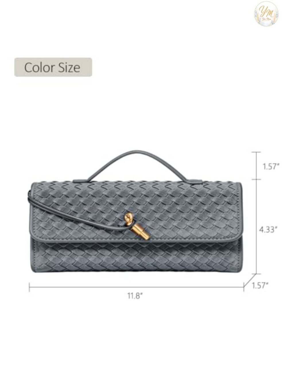 Suede Woven Evening Bag Clutch with Gold Buckle Adjustable Strap - Picture 4 of 4